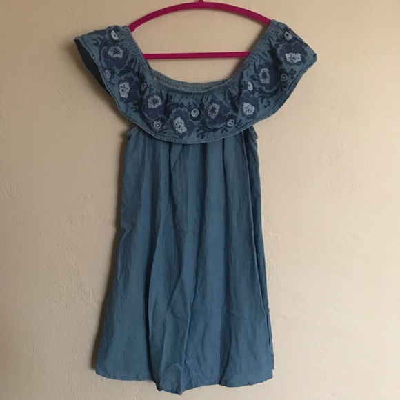 Denim Off The Shoulder Dress - Picture 2 of 5